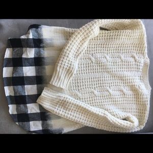 Madewell cream and plaid sweater